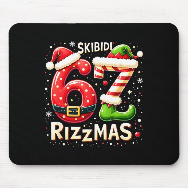 Skibidi 67 Rizzmas Christmas Meme Funny Elf Santa  Mouse Mat (Front)