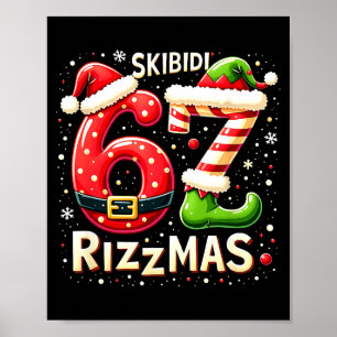 Skibidi 67 Rizzmas Christmas Meme Funny Elf Santa  Poster