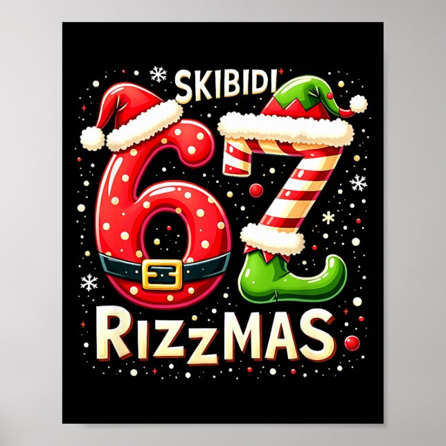 Skibidi 67 Rizzmas Christmas Meme Funny Elf Santa  Poster (Front)