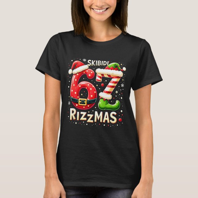 Skibidi 67 Rizzmas Christmas Meme Funny Elf Santa  T-Shirt (Front)