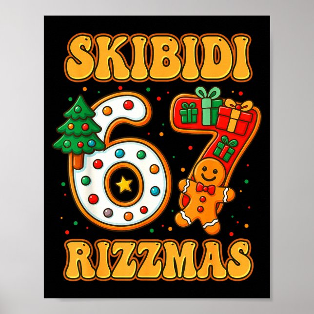 Skibidi 67 Rizzmas Funny Six Seven Meme Christmas  Poster (Front)