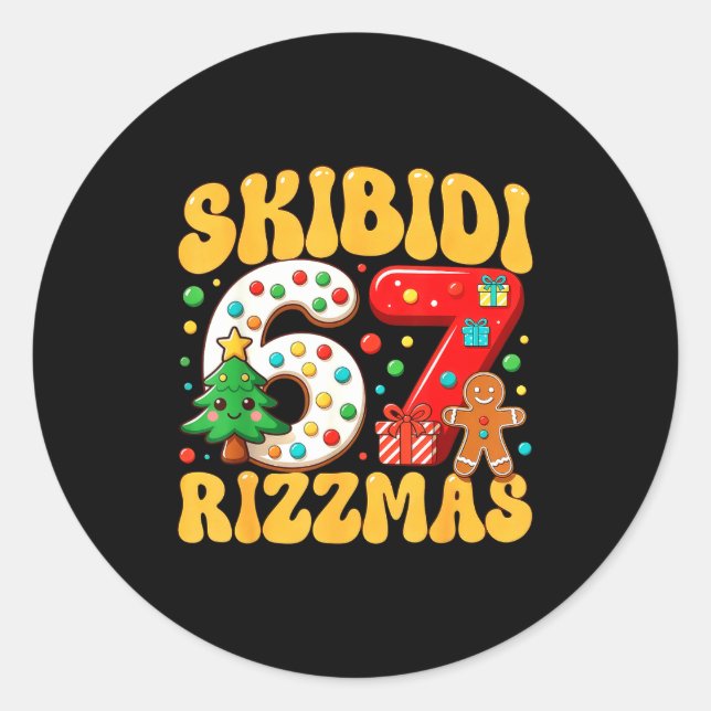 Skibidi 67 Rizzmas Six Seven Meme Christmas Boys G Classic Round Sticker (Front)