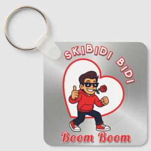 Skibidi Bidi Boom Boom Valentine Meme - Cartoon Key Ring
