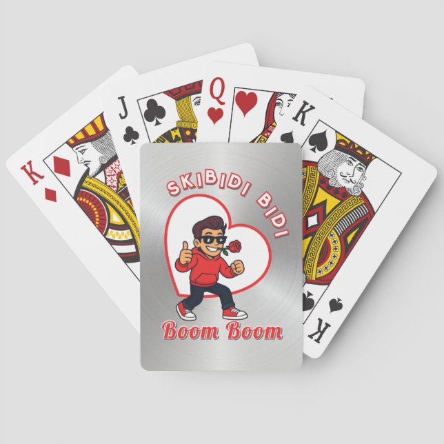 Skibidi Bidi Boom Boom Valentine Meme - Cartoon  Playing Cards (Back)