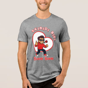 Skibidi Bidi Boom Boom Valentine Meme - Cartoon Tri-Blend Shirt
