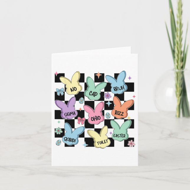 Skibidi Easter Egg Hunt Day Funny No Cap Rizz Meme Card (Front)