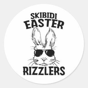 Skibidi Easter Rizzlers Bunny Face With Sungles Fo Classic Round Sticker