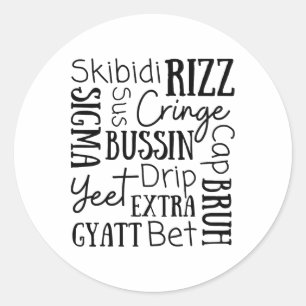 Skibidi Rizz Funny Kids Rizz Bussin Gen Z Christma Classic Round Sticker