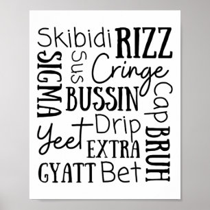 Skibidi Rizz Funny Kids Rizz Bussin Gen Z Christma Poster
