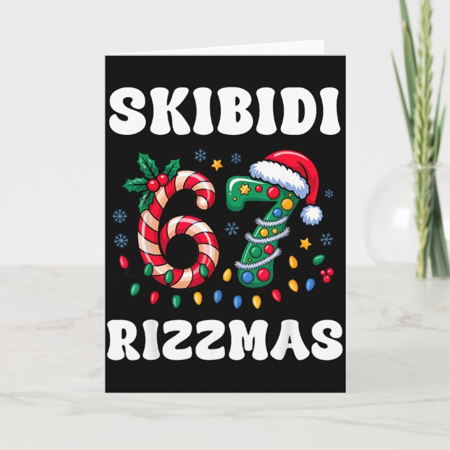 Skibidi Rizzmas 67 Christmas Six Seven Xmas Funny  Card (Front)
