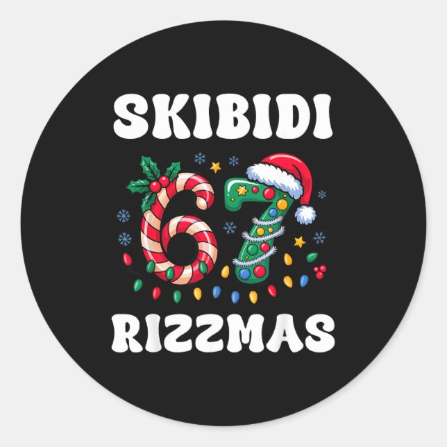 Skibidi Rizzmas 67 Christmas Six Seven Xmas Funny  Classic Round Sticker (Front)