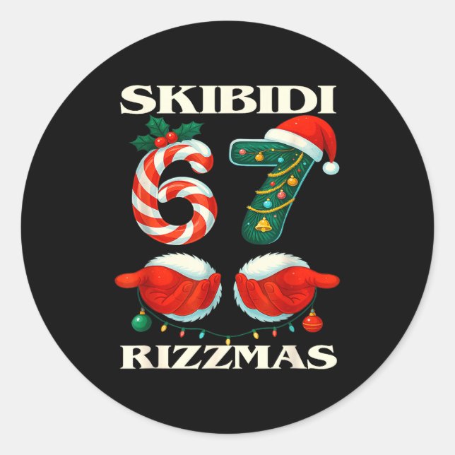 Skibidi Rizzmas 67 Christmas Six Seven Xmas Funny  Classic Round Sticker (Front)