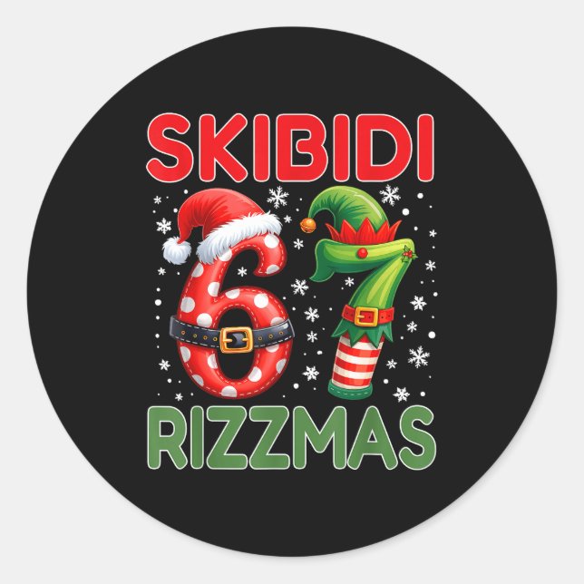 Skibidi Rizzmas 67 Christmas Six Seven Xmas Funny  Classic Round Sticker (Front)