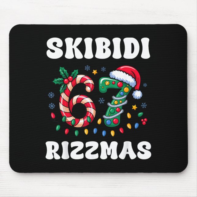Skibidi Rizzmas 67 Christmas Six Seven Xmas Funny  Mouse Mat (Front)