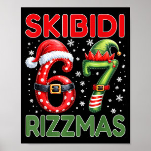 Skibidi Rizzmas 67 Christmas Six Seven Xmas Funny Poster