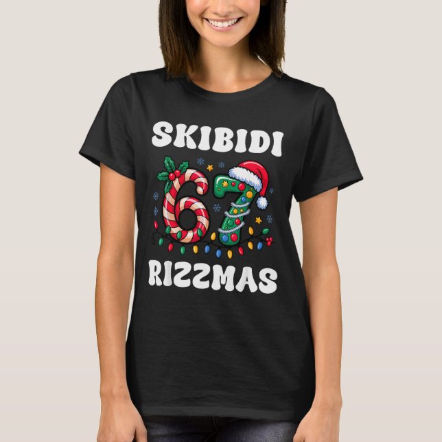 Skibidi Rizzmas 67 Christmas Six Seven Xmas Funny  T-Shirt (Front)