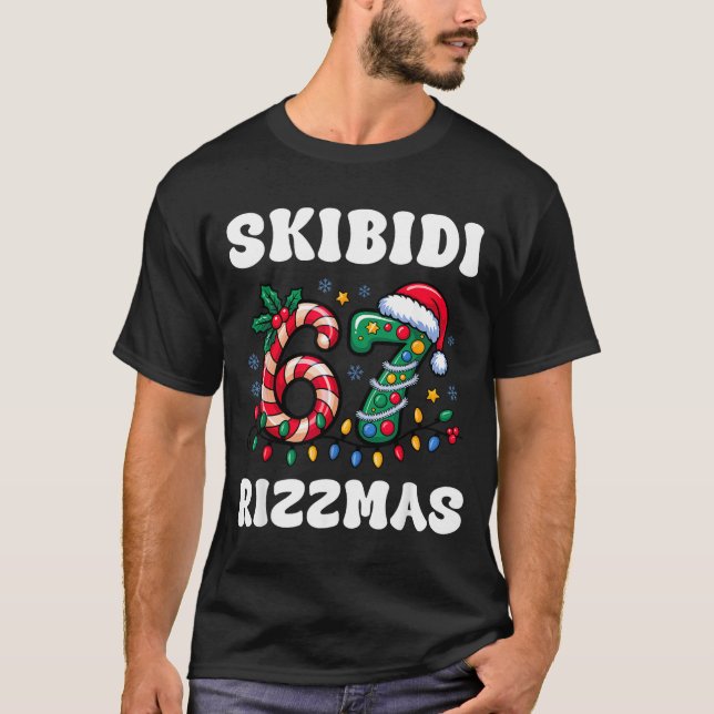 Skibidi Rizzmas 67 Christmas Six Seven Xmas Funny  T-Shirt (Front)