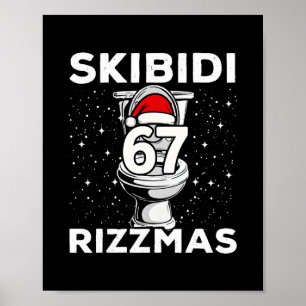 Skibidi Rizzmas 67 Funny Toilet Santa 6 7 Xmas Gen Poster
