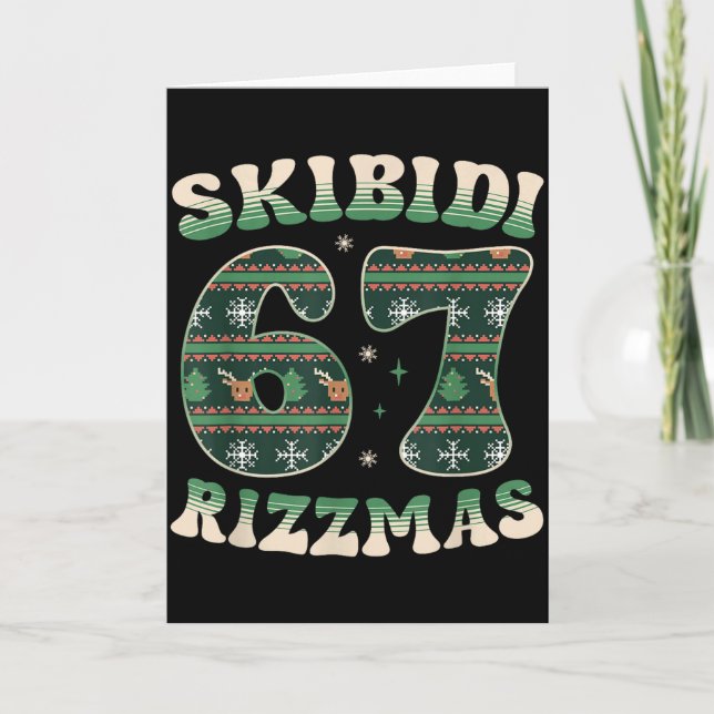 Skibidi Rizzmas 67 Six Seven Meme Ugly Christmas F Card (Front)
