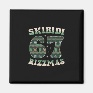 Skibidi Rizzmas 67 Six Seven Meme Ugly Christmas F Magnet