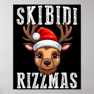 Skibidi Rizzmas Charisma Kids Cool Reindeer Xmas T Poster