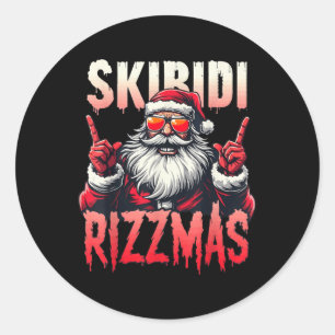 Skibidi Rizzmas Christmas Funny Santa Claus Outfit Classic Round Sticker