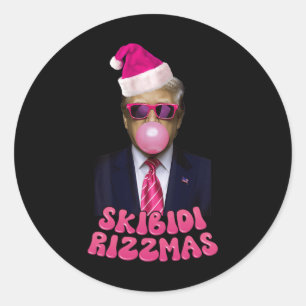 Skibidi Rizzmas Christmas Pink Trump Bubble Gum Ch Classic Round Sticker