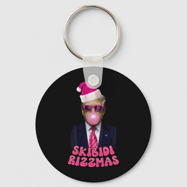 Skibidi Rizzmas Christmas Pink Trump Bubble Gum Ch Key Ring (Front)