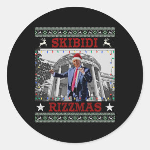 Skibidi Rizzmas Christmas Rizz Donald Trum Charism Classic Round Sticker