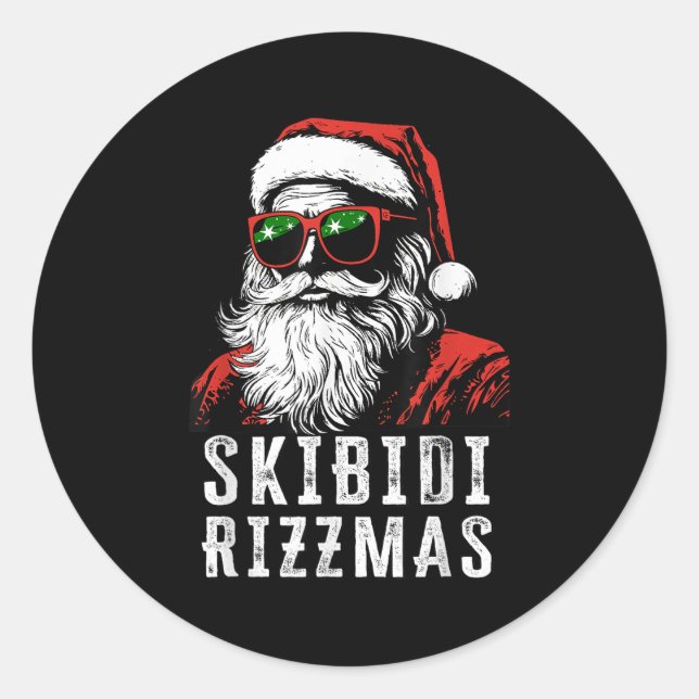 Skibidi Rizzmas Christmas Rizz Santa Claus Charism Classic Round Sticker (Front)