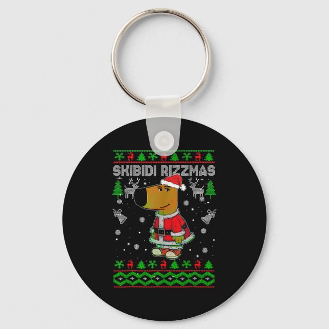 Skibidi Rizzmas Christmas Rizz Santa Ugly Christma Key Ring (Front)