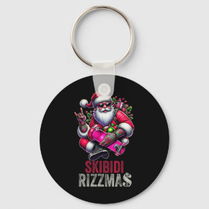 Skibidi Rizzmas Cool Christmas Santa Claus Kid Men Key Ring