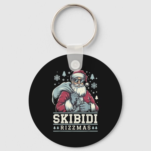 Skibidi Rizzmas Cool Santa Funny Christmas Rizz Ri Key Ring (Front)