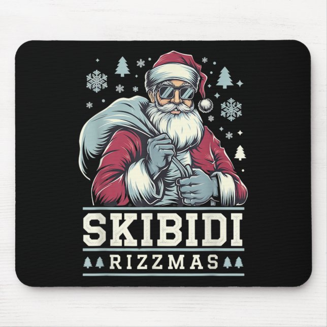 Skibidi Rizzmas Cool Santa Funny Christmas Rizz Ri Mouse Mat (Front)