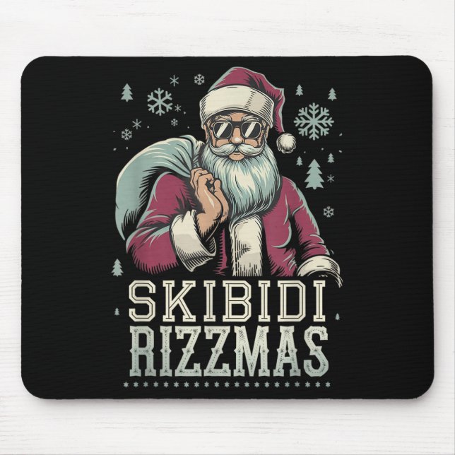 Skibidi Rizzmas Cool Santa Funny Christmas Rizz Ri Mouse Mat (Front)