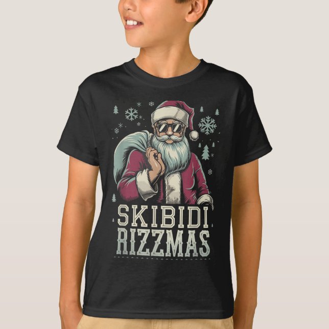 Skibidi Rizzmas Cool Santa Funny Christmas Rizz Ri T-Shirt (Front)