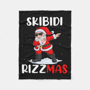 Skibidi Rizzmas Funny Dab Santa Christmas Fleece Blanket