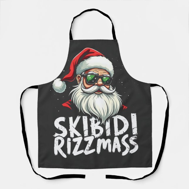 Skibidi Rizzmas Funny Gen Alpha Slang Christmas   Apron (Front)