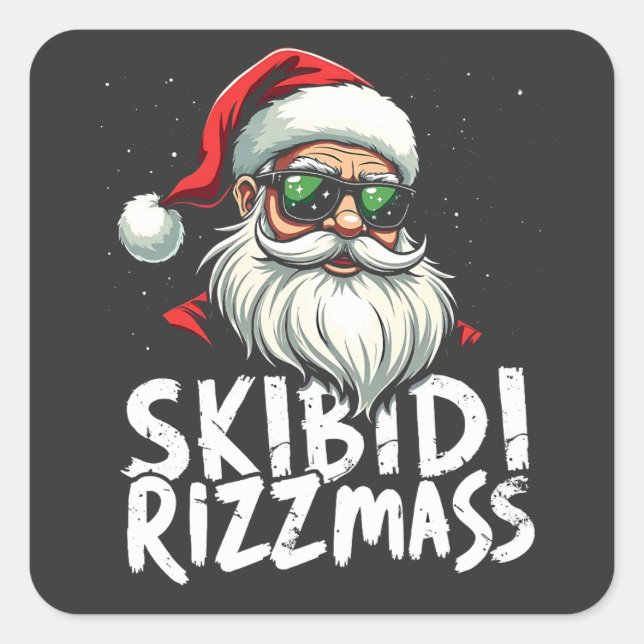 Skibidi Rizzmas Funny Gen Alpha Slang Christmas Square Sticker (Front)