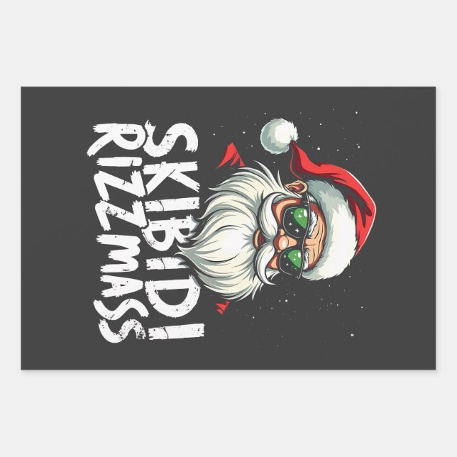 Skibidi Rizzmas Funny Gen Alpha Slang Christmas Wrapping Paper Sheet (Front)