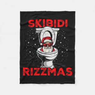 Skibidi Rizzmas Funny Santa Toilet White Elephant  Fleece Blanket