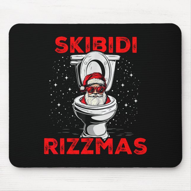 Skibidi Rizzmas Funny Santa Toilet White Elephant  Mouse Mat (Front)