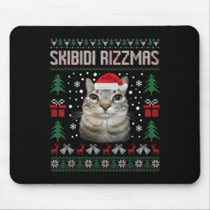 Skibidi Rizzmas Funny Silly Staring Cat Ugly Sweat Mouse Mat