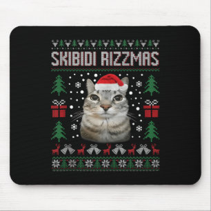 Skibidi Rizzmas Funny Silly Staring Cat Ugly Sweat Mouse Mat