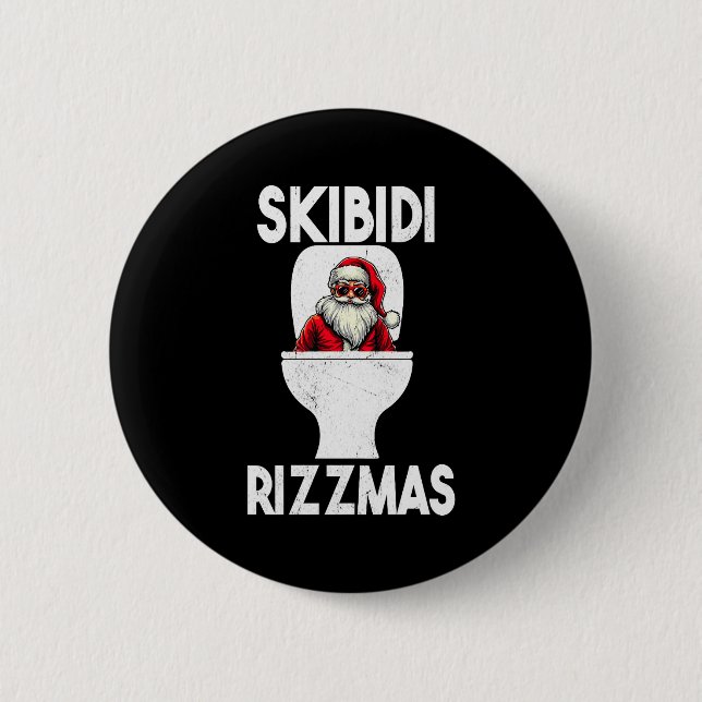 Skibidi Rizzmas Funny Toilet Santa Claus Christmas 6 Cm Round Badge (Front)