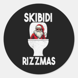 Skibidi Rizzmas Funny Toilet Santa Claus Christmas Classic Round Sticker
