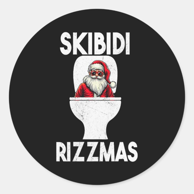 Skibidi Rizzmas Funny Toilet Santa Claus Christmas Classic Round Sticker (Front)