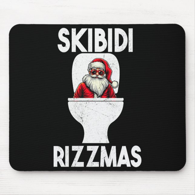 Skibidi Rizzmas Funny Toilet Santa Claus Christmas Mouse Mat (Front)