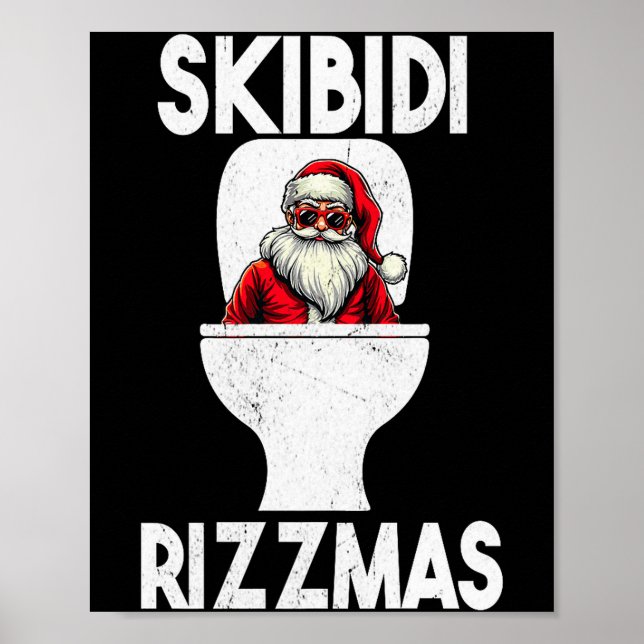 Skibidi Rizzmas Funny Toilet Santa Claus Christmas Poster (Front)