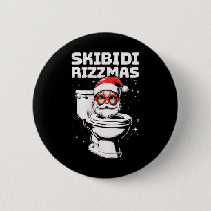 Skibidi Rizzmas Funny Toilet Santa White Elephant 6 Cm Round Badge